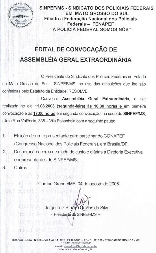 CONVOCAÇÃO ASSEMBLÉIA